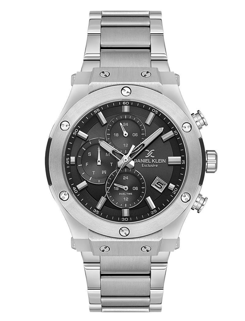 دانيل كلاين ساعة رجالية ستانلس ستيل | علبة من النحاس الفضي | تناظري | قرص أسود دائري بنمط شعاعي | حركة كوارتز يابانية | حصرية | مقاومة للماء حتى عمق 50 مترًا - Image 1